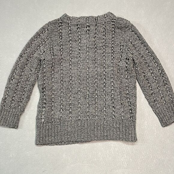 JONES NEW YORK Sweater Womens Sz Small Ribbon Open Knit One Button Cardigan Gray - Picture 4 of 6